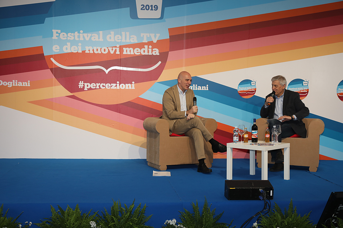 Festival della TV e dei Nuovi Media 2019_198.jpg - Fabrizio Salini e Aldo Grasso L’Amministratore Delegato RAI racconta il suo progetto di media company. Un dialogo tra Fabrizio Salini e Aldo Grasso.